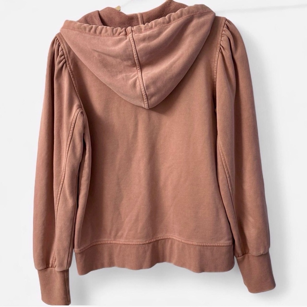 Daily Practice Anthropologie Puff Sleeve Zip-Up Hoodie Mauve Pink S Cozycore - Picture 2 of 8